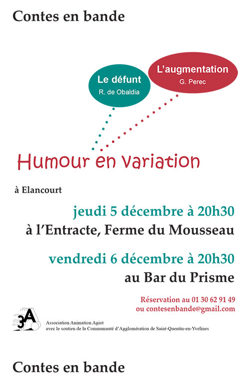 Affiche - Humour en variation - Lecture théâtralisée de Contes en Bande - Élancourt