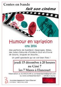 Humour en variation cru 2016 - Spectacle de lecture - Dubillard, Desproges, Ribes...