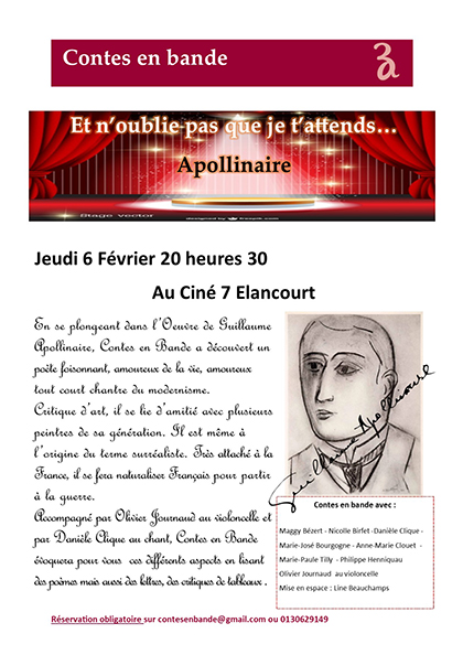 Affiche: Lecture théâtralisée sur Guillaume Apollinaire